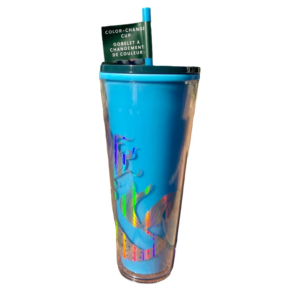 🖤 Starbucks Siren Tumbler Color Change Cold Cup Blue Christmas 2021 24oz 🖤 - Picture 8 of 12
